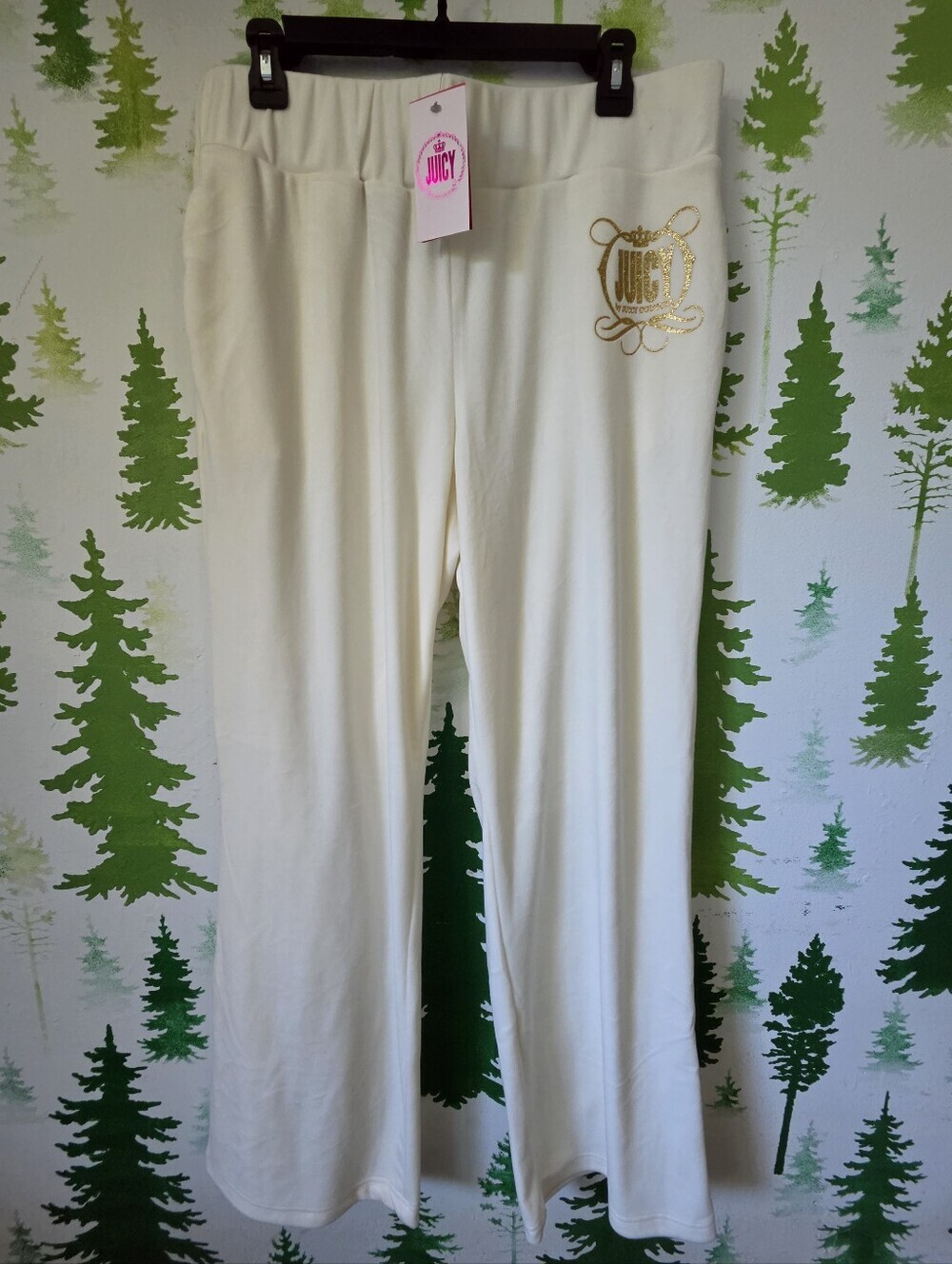 Juicy Couture Cream Wide-Leg Track Pants